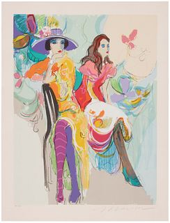 Isaac Maimon (b. 1951), "Les Coquettes I," Screenprint in colors on paper, Image: 27.25" H x 20.25" W; Sheet: 31.5" H x 23.5" W