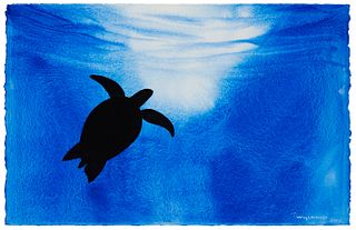 Robert Wyland (b. 1956), "Turtle, 2013," Watercolor on paper, Image/Sheet: 14" H x 23" W