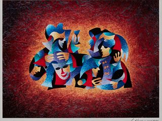 Anatole Krasnyansky (1930-2023), "Officers Celebration #7," Offset lithograph in colors on paper, Image: 16.75" H x 22.75" W; Sight: 17.375" H x 23.37