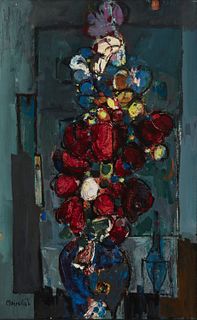 Zvi Mairovich, (1911-1974), Vase of flowers, Oil on canvas, 24" H X 15" W