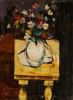 Charles Levier (1920-2003), Floral still life, Oil on canvas, 30" H x 23" W
