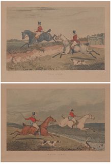After Henry Alken (1785-1851), Two works: Two works:
"The Leap," by C. Bentley, circa 1828 and "Full Cry," by C. Bentley, circa 1828