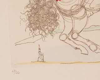 After Salvador Dali (1904-1989), Rearing horse with nudes figures, Etching in colors on Japon paper, Plate: 15" H x 21.75" W; Sheet: 22.5" H x 30.625"