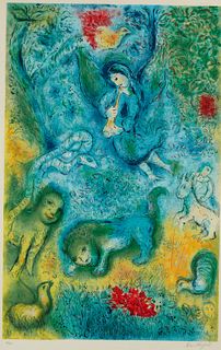After Charles Sorlier (1887-1985), "The Magic Flute," after Marc Chagall, Color poster on paper, Image: 39.25" H x 25.75" W; Sight: 41" H x 26" W