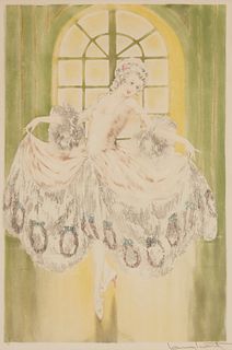 Louis Icart (1888-1950), "Minuet," 1929, Etching, Drypoint, and aquatint in colors on paper, Image: 20.25" H x 13.375" W; Sight: 21" H x 14" W