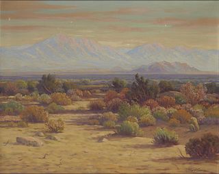 John Anthony Conner, (1892-1971), Mountains in a desert landscape, Oil on canvas, 24" H x 28" W