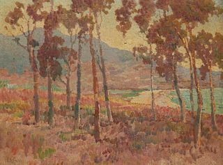 Charles Arthur Fries (1854-1940), iVista del Mar," Oil on canvas, 14" H x 18" W