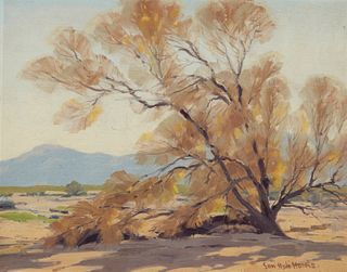 Sam Hyde Harris (1889-1977), "Smoke Tree Shadows," Oil on canvas laid to board, 16" H x 20" W