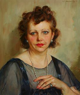 Abel George Warshawsky (1883-1962), "Portrait of a Woman," Oil on canvas, 22" H x 18" W