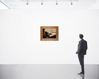 Bennett Bradbury (1914-1991), iRocks in the Sea," Oil on canvas, 18" H x 24" W