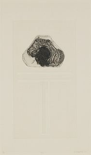 Frieda Vredaparis (b. 1928), "Duo," 1964, Embossed graphite and etching on paper, Sight: 15.75" H x 9.625" W