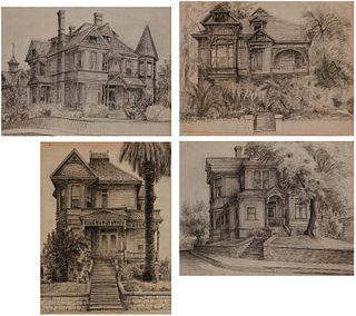 Paul Jr. Wildhaber (1874-1948), "Victorian House"
Graphite on grey paper, Image/sheet: 38.5" H x 29.75" W, "Victorian House #1," Graphite on grey pape