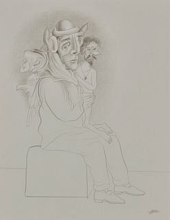 Manuel Ayaso (b. 1934), "The Actor," 2000, Silverpoint on paper, Sight: 14.375" H x 11" W