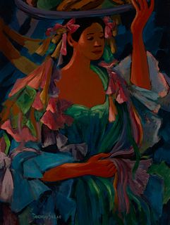 Dorothy Sklar (1906-1996), "Ribbons & Bows," Acrylic on canvas, 24" H x 18" W