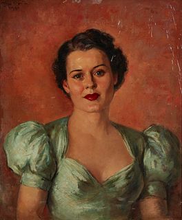 Tino Costa (1891-1947), Portrait of a lady, 1940, Oil on canvas, 27" H x 22" W