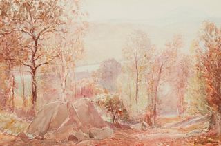 Walter McRoam (20th century), "Valley of the Forth Aberfoyle," Watercolor on paper, Sight: 11.375" H x 13.5" W