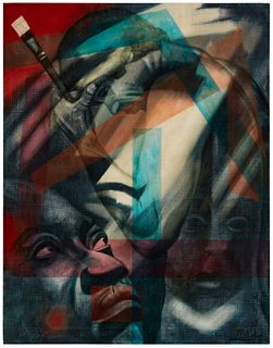 Mendij (20th century), Abstract, 1960, Oil on canvas, 36" H x 28" W