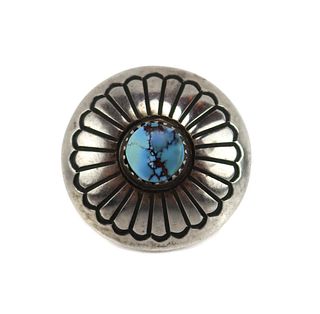 Lee Yazzie (b. 1946) - Navajo Turquoise and Sterling Silver Ring c. 1970s, size 5.5 (J15824)