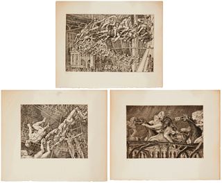 After Reginald Marsh (1898-1954), "Steeplechase," 1932; "Steeplechase Swings," 1935; and "Flying Concellos," 1936: three plates from "Thirty Etchings 