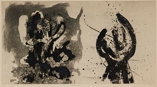 John Ihle (1925-2002), "Battle at Acre," Etching and aquatint on paper, Plate: 14.75" H x 27.5" W