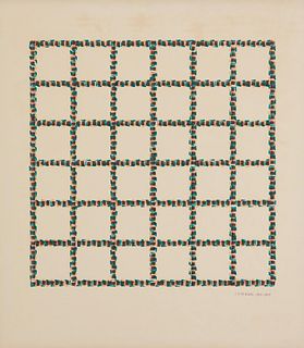 Josko Eterovic, (b. 1943, Croatian), "Composition De Cubes," 1977-1979, Colored markers and graphite on Fabriano paper, Sight: 31" H x 27.25" W