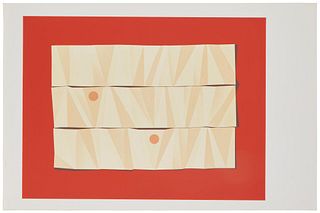 Arnold Hoffmann Jr., (1915-1991), "Facets #1", Screenprint in colors on paper, Image: 20.375" H x 27.125" W; Sheet: 23" H x 35" W