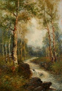 John Smart (19th/20th century), "The Vallery of the Shere," Oil on artist board, 16" H x 11" W