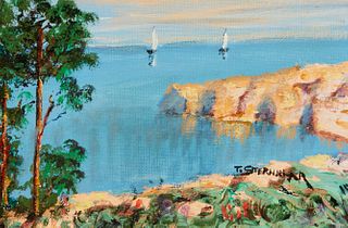 Tea Sternklar (1904-1997), "Capri, Italy," Oil on canvasboard, 5" H x 7" W