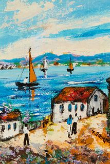 Tea Sternklar (1904-1997), "Tiberias, Israel," Oil on canvasboard, 7" H x 5" W