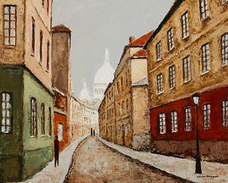 Louis Peyrat (1911-2001), "Paris Montmartre, Rue St. Rustique," Oil on canvas, 16" H x 20" W