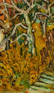 Sacha Moldovan (1901-1982), "Les Arbres Blancs," circa 1963, Oil on canvas, 22" H x 13" W