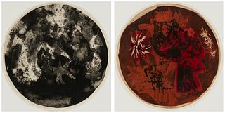 John Ihle (b. 1925-2002), Two works: "An Abyss for the Birds," 1963, Etching on paper, Plate: 17.5" Dia.; Sight: 18" Dia., and "Lemuria," 1962, Etchin