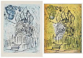 Arthur Secunda, (1927-2022), "Winter Church," circa 1968; and "Russian Church at noon", Each: Etching and aquatint in colors on wove paper, Plate of f