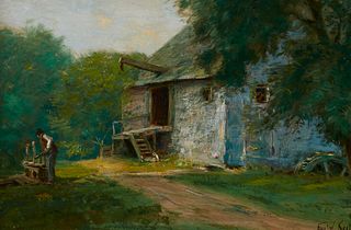 Fred W. Kosi (19th century), "Carman's Mill - South Haven Long Island," Oil on board, 11.75" H x 18" W