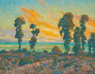 Gary Ray, (b. 1952), Coastal sunset, Oil on Masonite, 16" H x 20" W