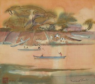 Millard Owen Sheets (1907-1989), "Taiwan," 1958, Watercolor on paper, Image/Sheet: 9.5" H x 10.75" W