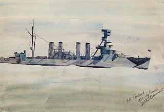 Arthur Beaumont (1890-1978), "USS Concord," 1932, Watercolor on paper, Sight: 9.625" H x 14" W