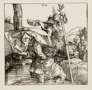 After Albrecht Durer (1471-1528), "St. Christopher," Reproduction on paper, 8" H x 8.25" W