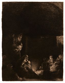 After Rembrandt Harmenszoon van Rijn (1606-1669), "The Entombment," Printed reproduction on paper, 8.5" H x 6.75" W