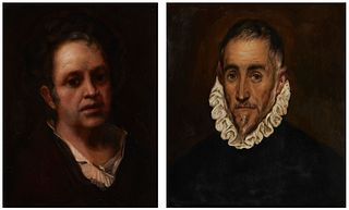 After El Greco (1541-1614), "An Elderly Gentleman," Oil on canvas, 18.25" H x 15" W and After Francisco Goya (1746-1828), "Self Portrait (Autorretrato