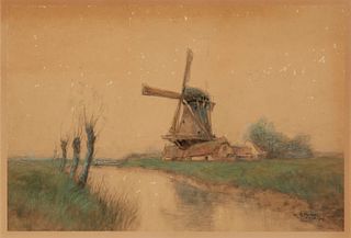 William Frederick Ritschel (1864-1949), "Katwijk," Watercolor on paper, Image/Sheet: 16" H x 24" W; Mat: 23.25" H x 31" W x 0.125" D