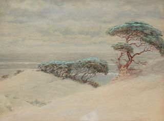 William Lees Judson (1842-1928), "White dunes, Cypress," Watercolor on paper, Sight: 15.75i H x 21i W