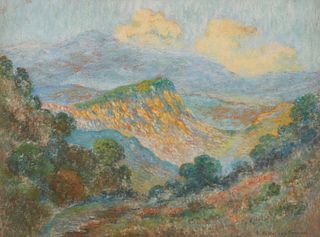 Amelia Fulkerson Fraser (20th century), Mountainous landscape, Pastel on pastel board, 19.75" H x 26" W