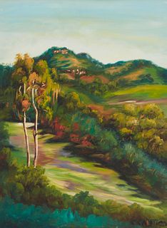 Concetta K. Antico (20th century), "Bella Vista - Montecito," Oil on canvas, 30" H x 22" W
