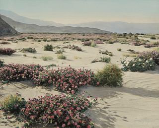 Frederick W. Martin (20th century), Desert landscape, Photograph with hand-painting on artist board, Sight: 15.5" H x 19.5" W