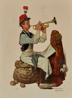 After Norman Rockwell (1894-1978), "Trumpeter," 1975, Print in colors on paper, Sight: 23.625" H x 17.75" W