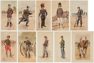After Maurice Romberg (1862-1943), A group of 10 portraits of soldiers. Each: Reproduction in colors on paper, Sight of each: 17.125" H x 10.125" W; S