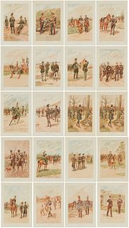 After Louis Geens (1835-1906), A group of 22 images of the life of soldiers, Each: Reproduction in colors on paper, Sight of each: 19.5" H x 13.75" W