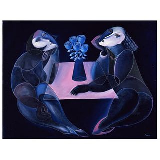 Yuroz, "Table Of Negotiation" Hand Signed Limited Edition Serigraph with Certificate of Authenticity.