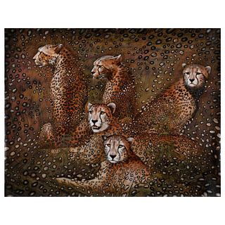 Vera V. Goncharenko, "Leopards" Hand Signed Limited Edition Giclee on Canvas with Letter of Authenticity.